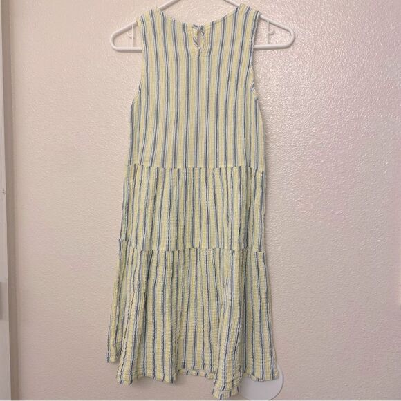 Dip pastel stripe beachy muslin gauze cotton tiered crew sleeveless dress boho S - Picture 2 of 7